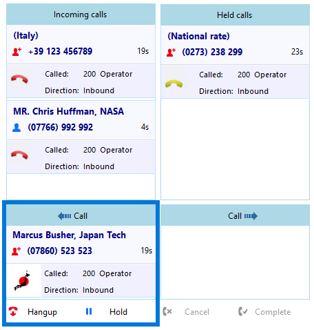 Call handling example